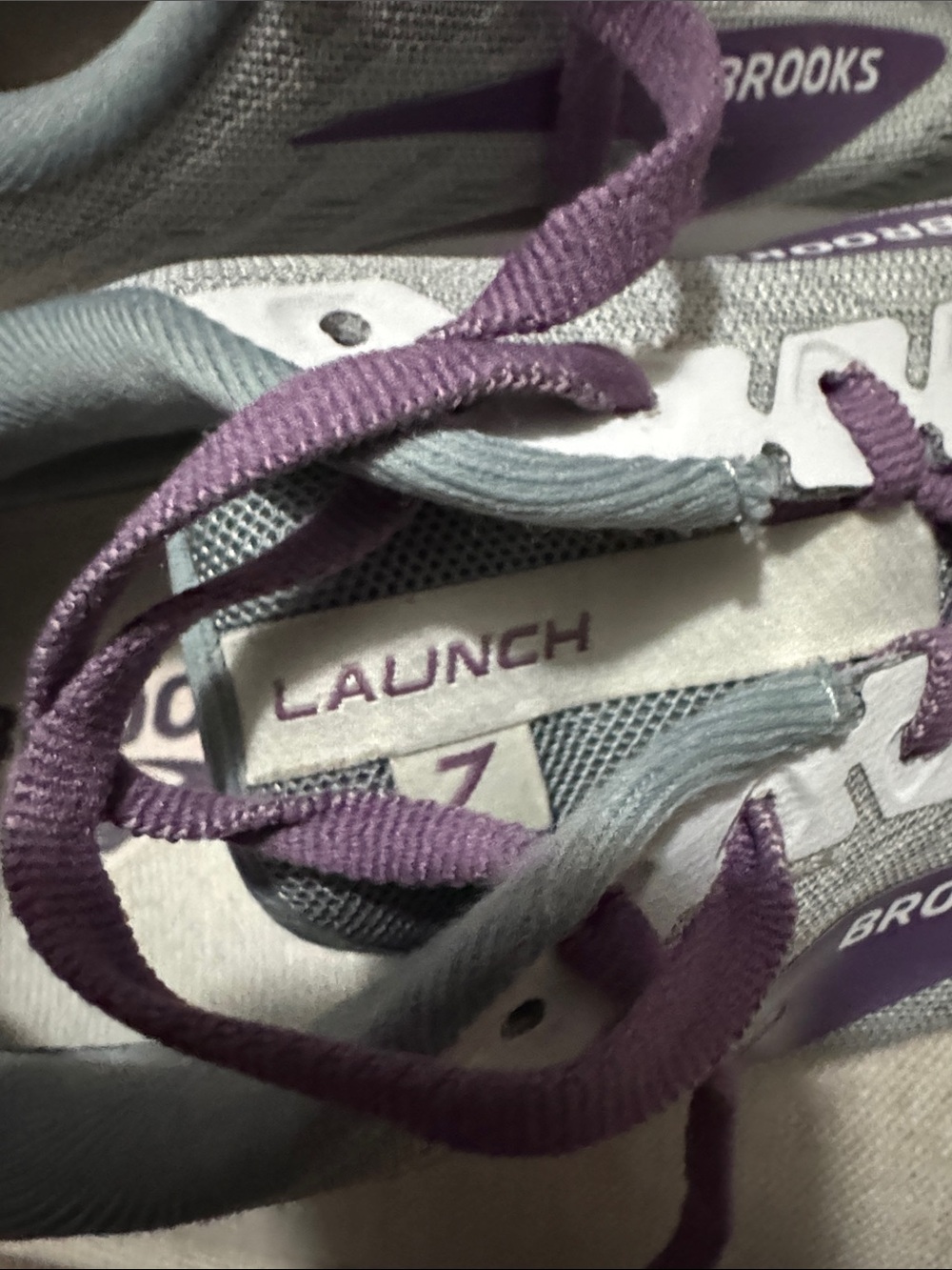 Wmns Sz 10 Brooks Launch 7 Medium Neutral Running Shoes-Gray/Purple/White-GUC - Picture 12 of 16